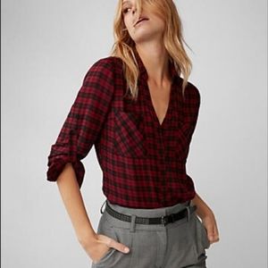 EXPRESS portofino slim gingham shirt size small